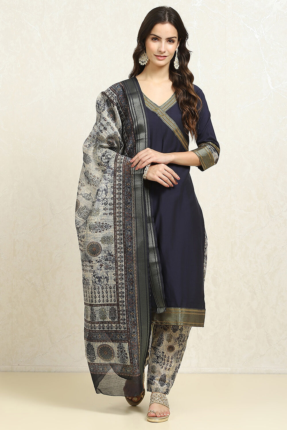 Maroon Cotton Handloom Unstitched Suit Set image number 1