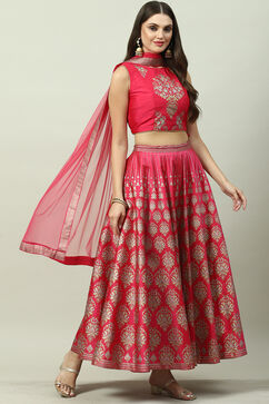 Fuschia Art Silk Lehenga Set image number 6