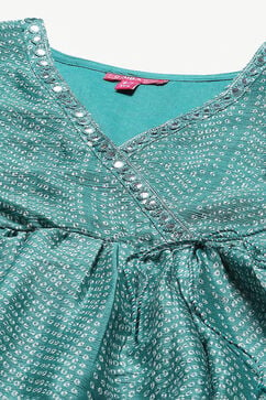 Green Polyester Gathered Printed 2 Piece Set image number 1
