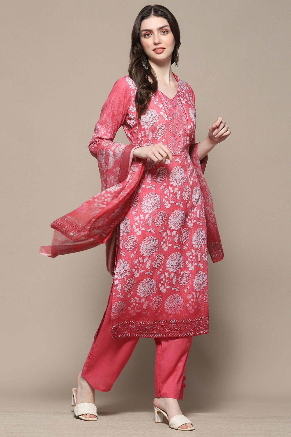 Mustard Cotton Blend Digital Print Unstitched Suit Set image number 7