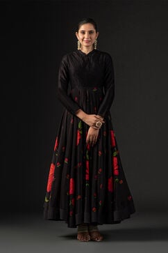 Rohit Bal Black Cotton Silk Anarkali Printed Suit Set image number 9