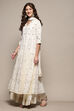 Off White Cotton Anarkali Lehenga Set image number 4