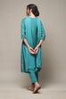 Teal Viscose Straight Kurta Regular Pants Suit Set image number 4