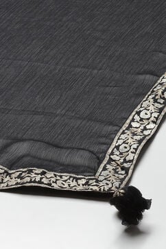 Black Art Silk Straight Kurta Sharara Suit Set image number 3