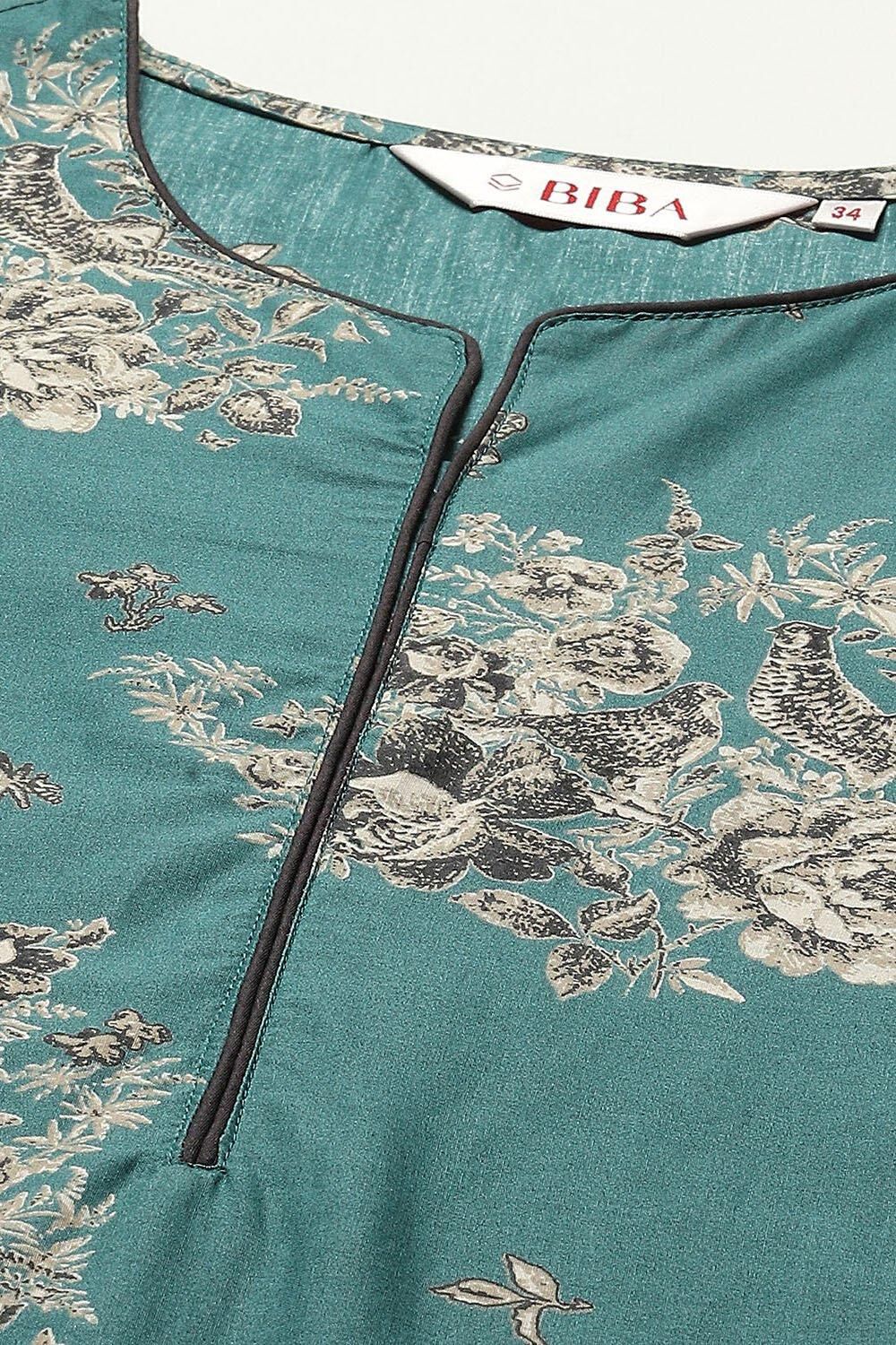 Indigo Cotton Straight Printed Kurta Palazzo Suit Set image number 1