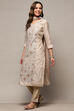 Cream Modal Unstitched Suit Set image number 5