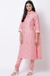 Peach Straight Kurta Churidar Suit Set image number 0