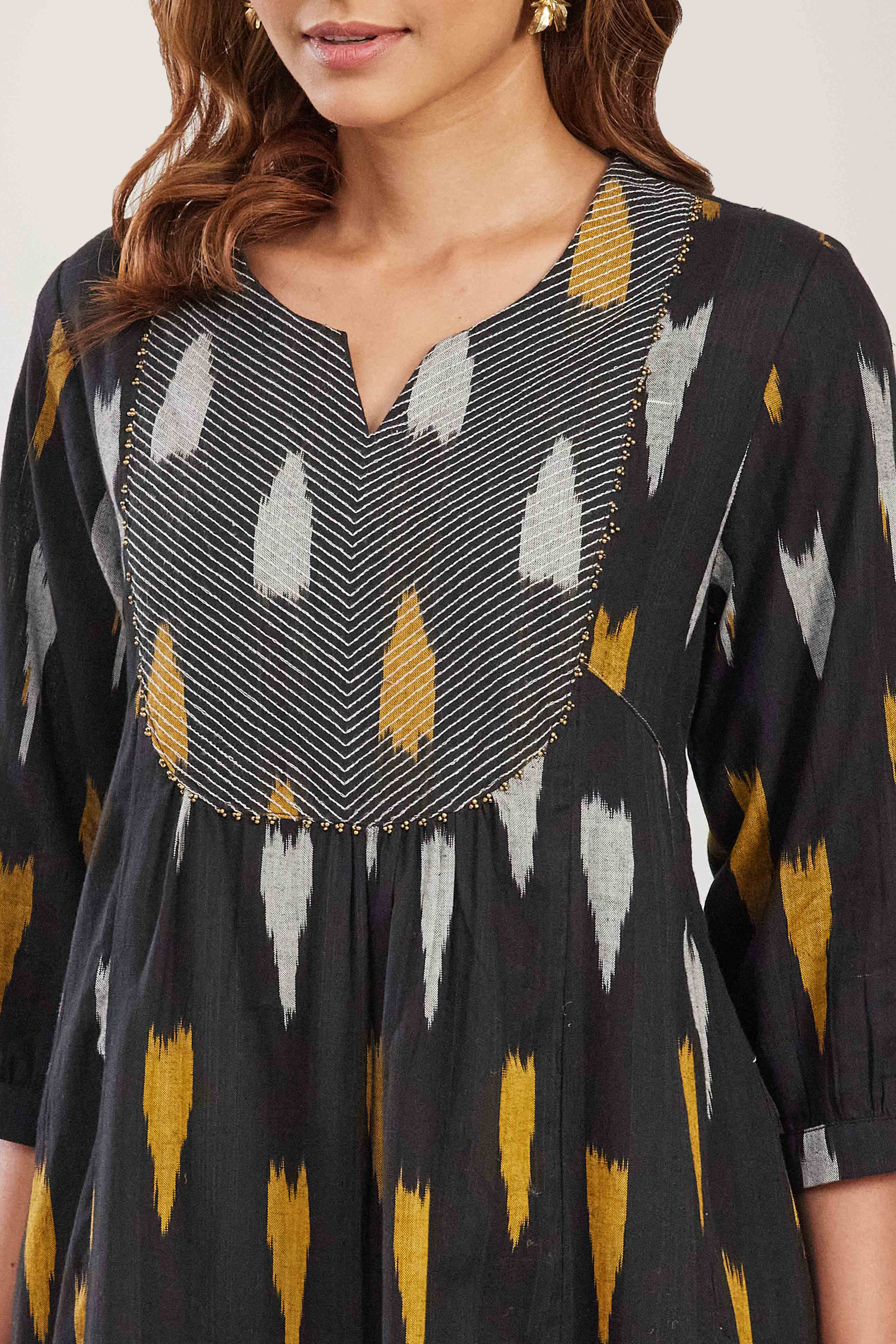 Black Cotton Straight Kurta image number 1