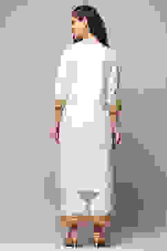 Cream Cotton Straight Suit Set image number 7