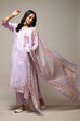 Lavender Linen Machine Embroidered Unstitched Suit Set image number 10