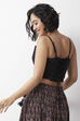 Black Cotton Fitted Strappy Crop Top image number 5
