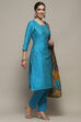 Green Cotton Unstitched Suit set image number 6