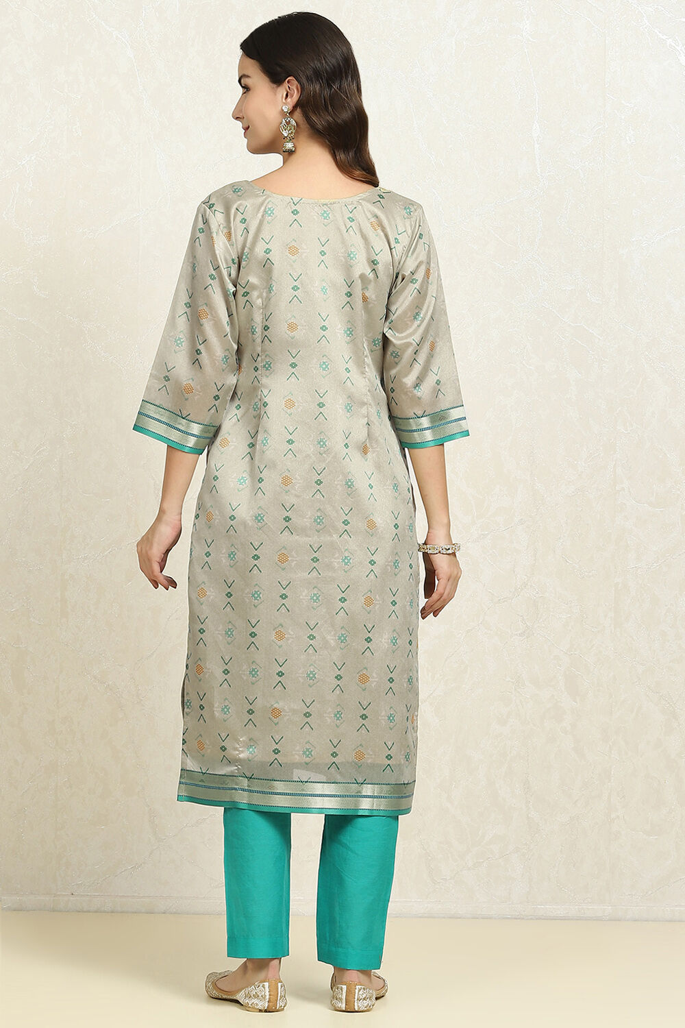 Pink Cotton Handloom Unstitched Suit Set image number 5