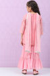 Pink Art Silk Straight Kurta Sharara Suit Set image number 4