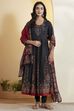 Black Cotton Paisley Printed Anarkali Kurta Set