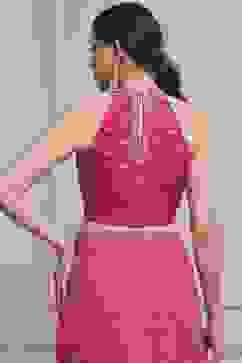 Pink Cotton Blend Printed Saree image number 7