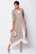 Grey Cotton Fusion Wear Dress image number 0