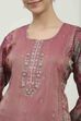 Rust Silk Blend Machine Embroidered Unstitched Suit Set image number 2