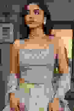 Light Blue Cotton Kalidar Dyed Lehenga Set image number 1