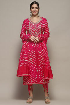 Pink Silk Blend Unstitched Suit set image number 8
