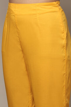 Mustard Cotton Gathered Kurta Pants 2 Piece Set image number 2