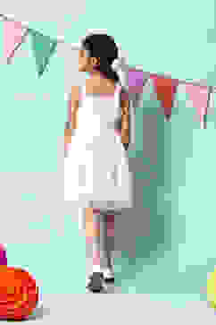 Baby Pink Nylon Gathered Dress image number 4