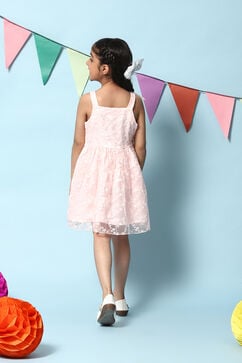 Baby Pink Nylon Gathered Dress image number 4