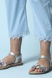 Blue Cotton Blend Capris image number 3