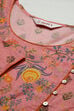 Pink Cotton High Slit Printed Kurta image number 1