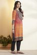 Rust Viscose Rayon Geometric Printed A-Line Kurta image number 4