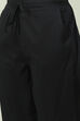 Black Cotton Straight Kurta Relaxed Pants Suit Set image number 2