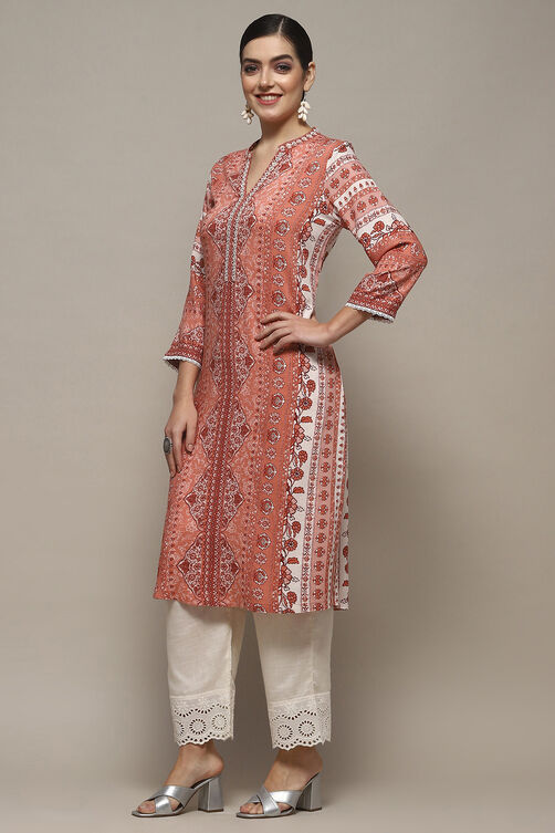 Blush Pink Viscose Straight Kurta image number 2