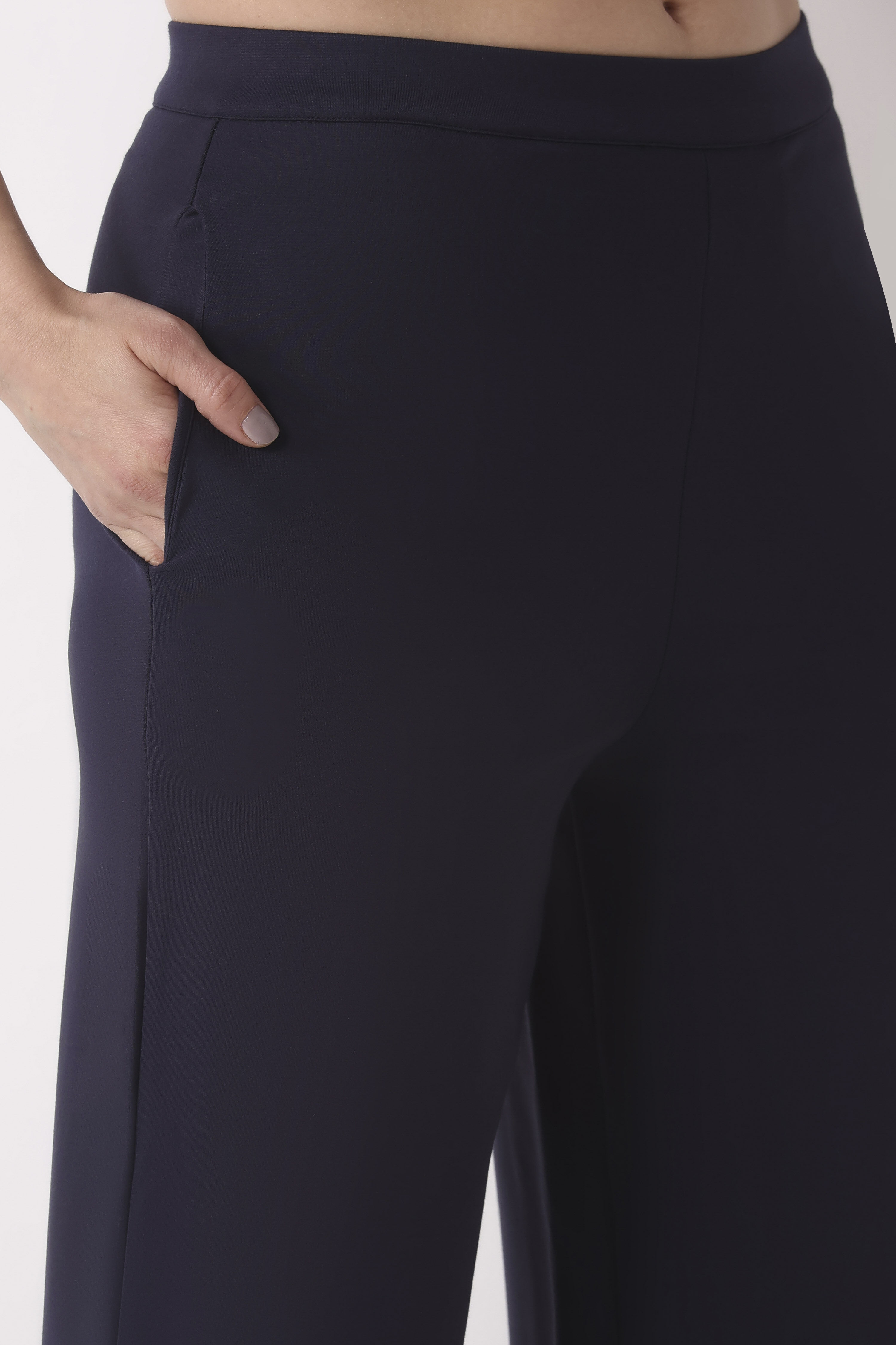 Beige Viscose Rayon Relaxed Pants image number 1