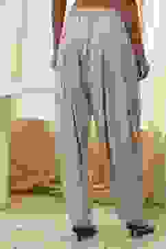 Beige Solid Straight Palazzos image number 5