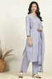 Light Blue Cotton Printed Unstitched Suit Set image number 6