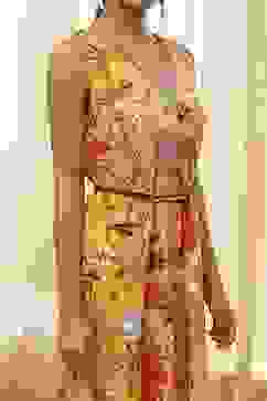 Yellow Cotton Floral Flared Jumpsuit image number 1