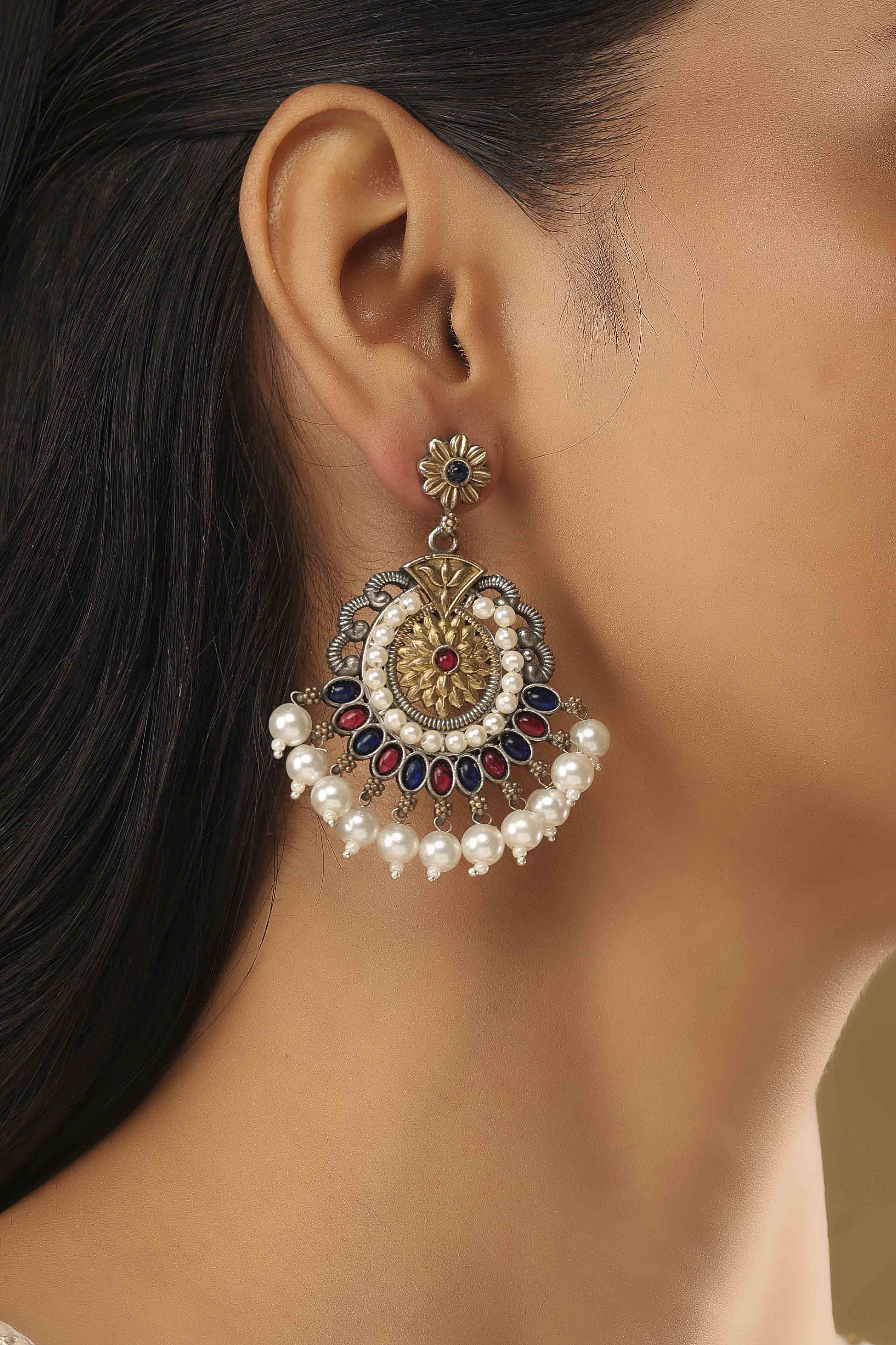 Blue Pink Brass Drop & Danglers image number 1