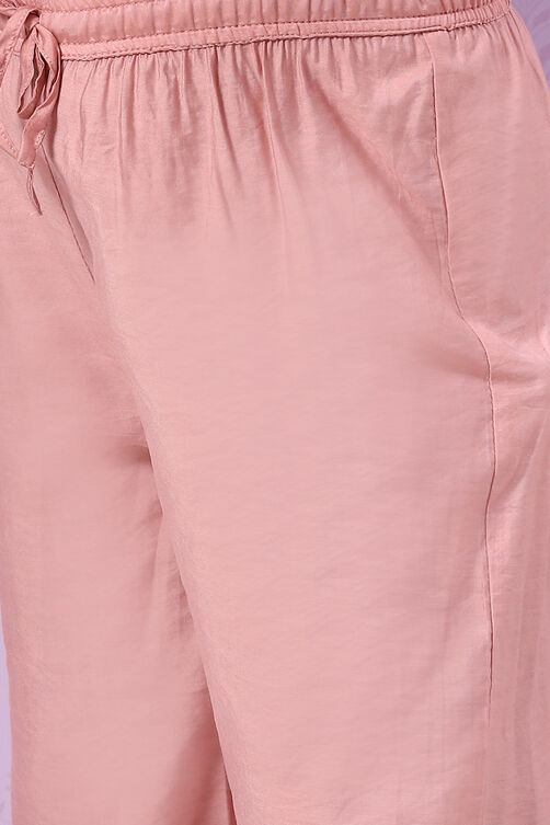 Blush Pink Viscose Straight  Kurta Palazzo Suit Set image number 2