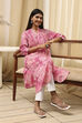 Blue Floral Printed Straight Kurta image number 5