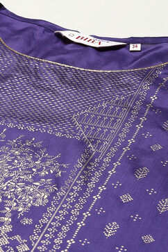 Purple Viscose Straight Printed Kurta image number 1