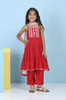 Red Cotton Solid Tiered Suit Set image number 6