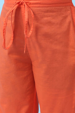 Orange Art Silk Straight Kurta Regular Pants Suit Set image number 2
