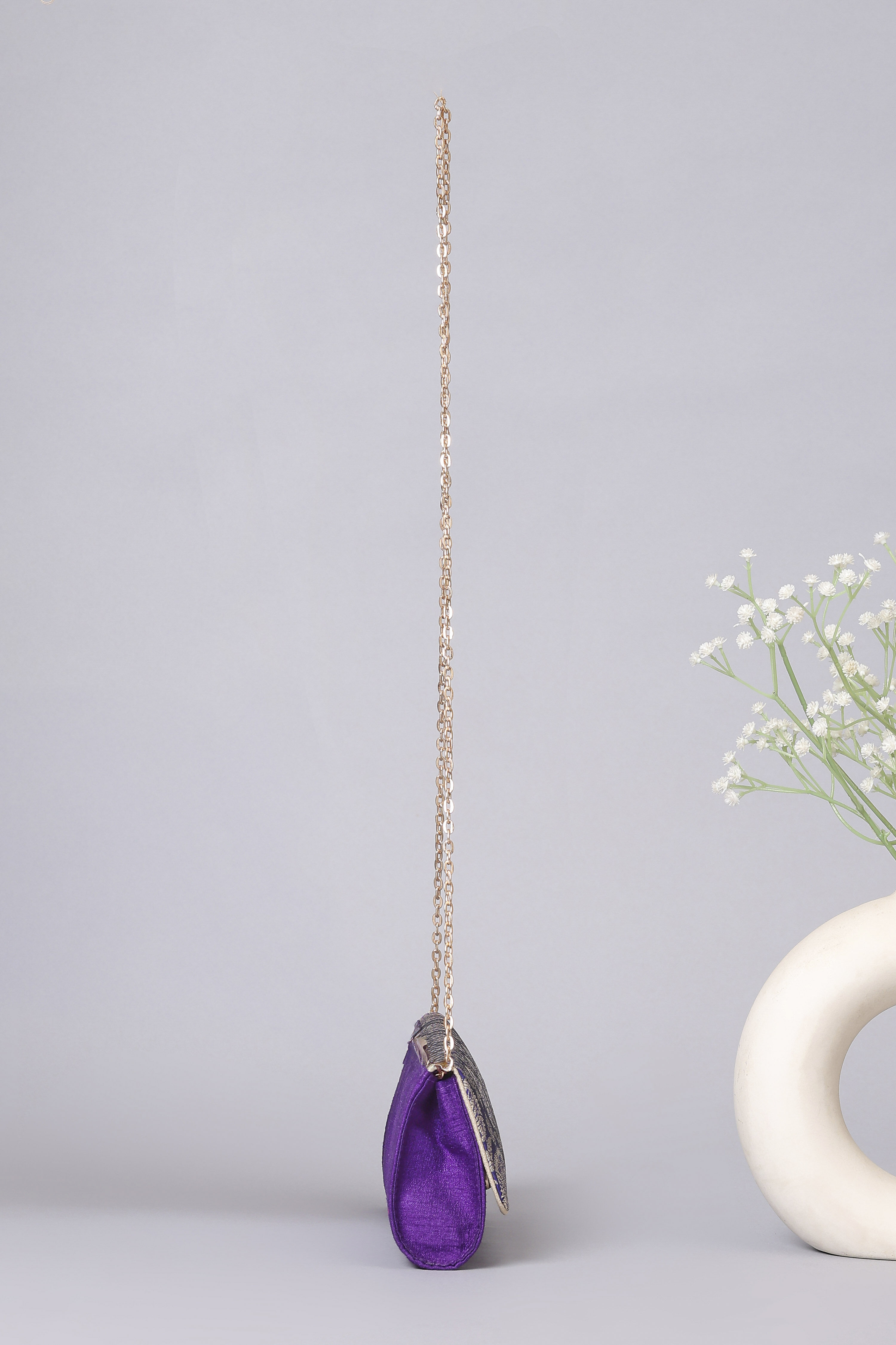 Purple Brocade Clutch image number 4