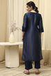 Navy Blue Tissue Machine Embroidered Unstitched Suit Set image number 5