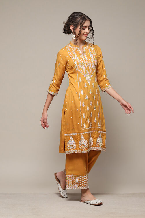 Mustard LIVA Straight Solid 2 Piece Set image number 5