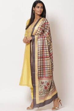 Yellow Chanderi Easy Stitch Suit Set image number 2