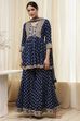 Ivory Georgette Embroidered Peplum Suit Set image number 7
