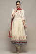 Cream Cambric Anarkali Kurta Churidar Suit Set image number 7