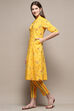 Beige Linen Straight Kurta Slim Pants Suit Set image number 3