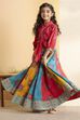 Red Cotton Printed Flared Lehenga Set image number 3